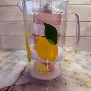 Kate Spade Lemon Print Drinkware Set - Pink and Yellow